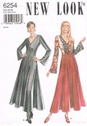6254 NL LONG CONTRAST PANEL V-NECK LS DRESS PATTERN 8-18